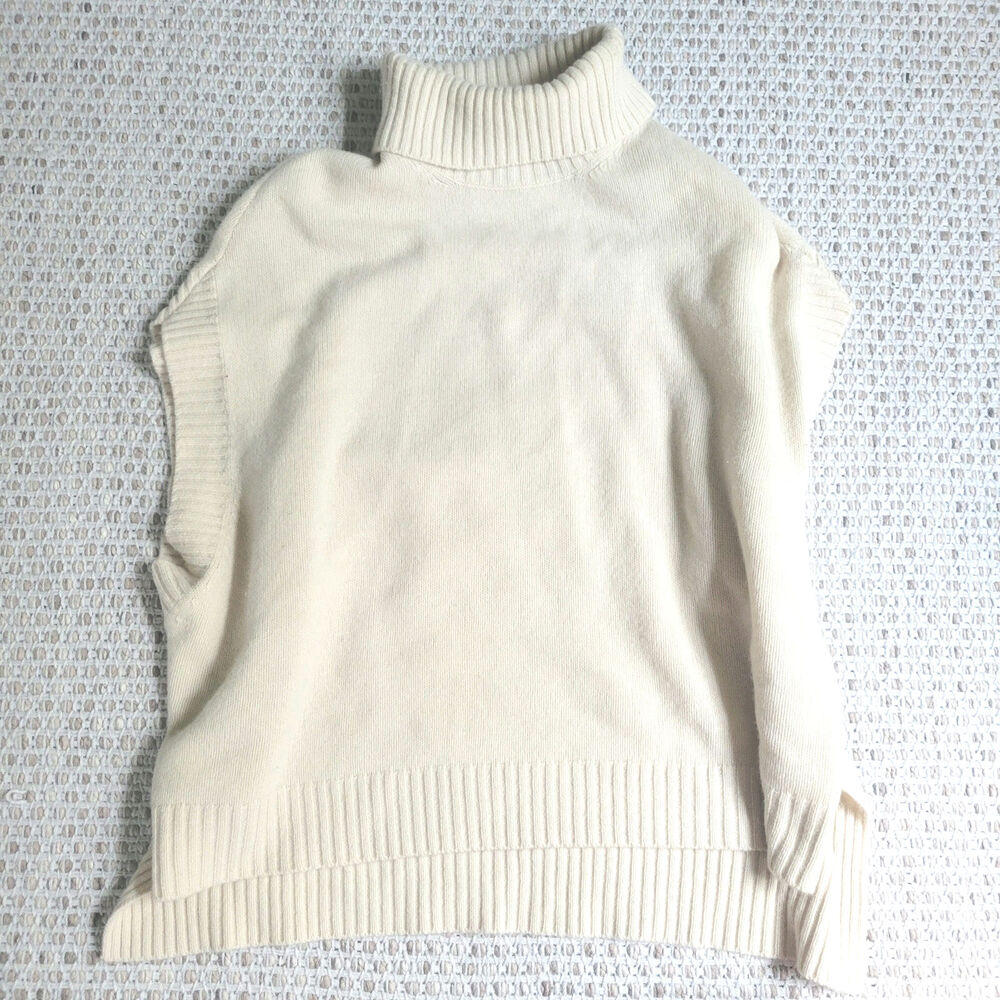 Y2K BCBGMAXAZRIA Womens XS/S White Cashmere Wool Sweater Turtleneck Short Sleeve